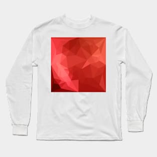 Tomato Red Abstract Low Polygon Background Long Sleeve T-Shirt